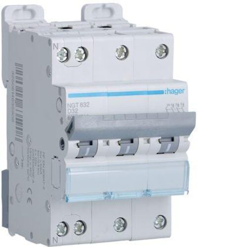 DISJONCTEUR 3P D32A + VIGI 30mA HAGER