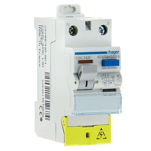 INTERRUPTEUR DIFFERENTIEL 2P 40A/25A 30mA HAGER
