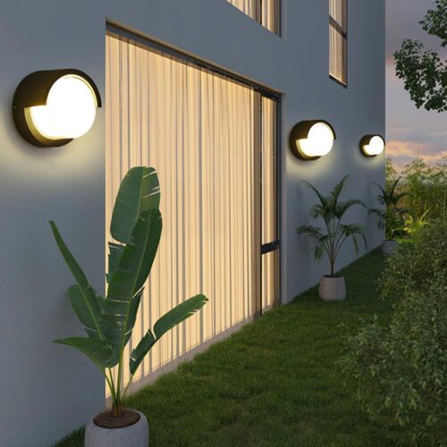 Applique murale LED 18 W pour terrasse, étanche IP65, ronde Y30047