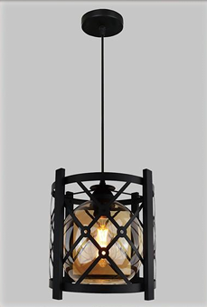 Lampe à suspension moderne en fer noir Y18011